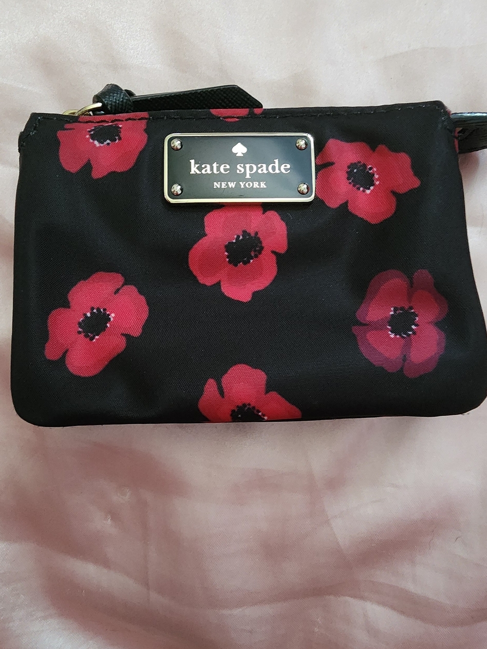 Kate Spade Black Floral Wristlet Pouch